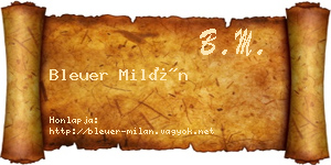 Bleuer Milán névjegykártya