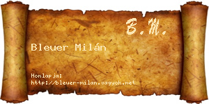 Bleuer Milán névjegykártya